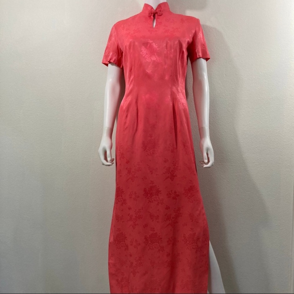 Vintage 1960’s Alice of California Pink Cheongsam Dress Size Medium